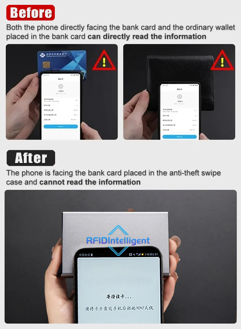 Carteira antifurto magnética contra máquinas de cartões