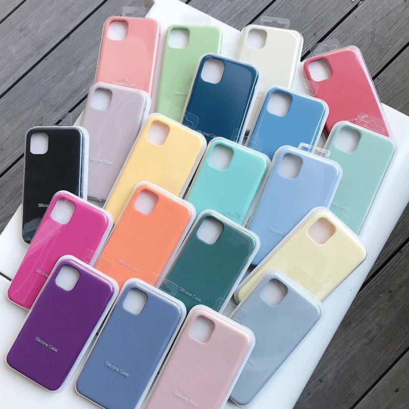 Capa de silicone oficial original para Apple iPhone, logotipo completo, iPhone